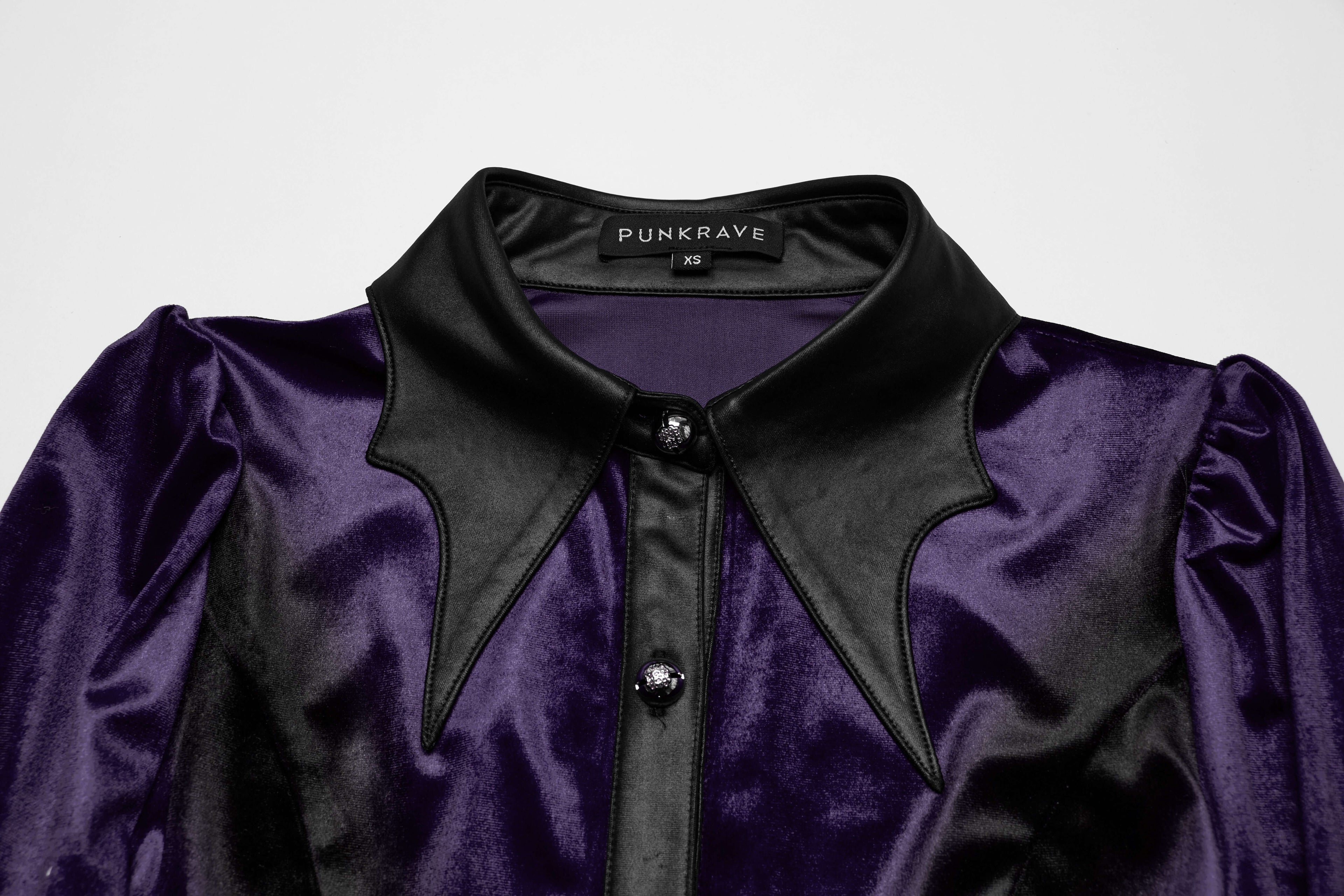 Punk Rave Fawn Gradient Printed Velvet Shirt in Violet – Bat Collar