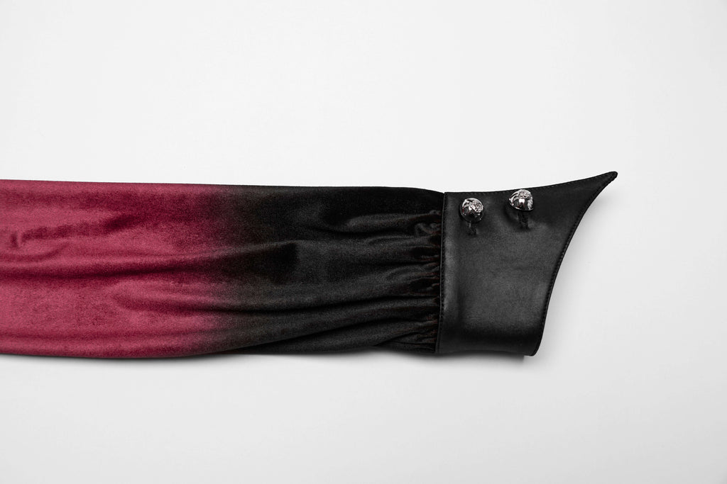 Punk Rave Fawn Gradient Printed Shirt | Red Velvet Ruffled Top