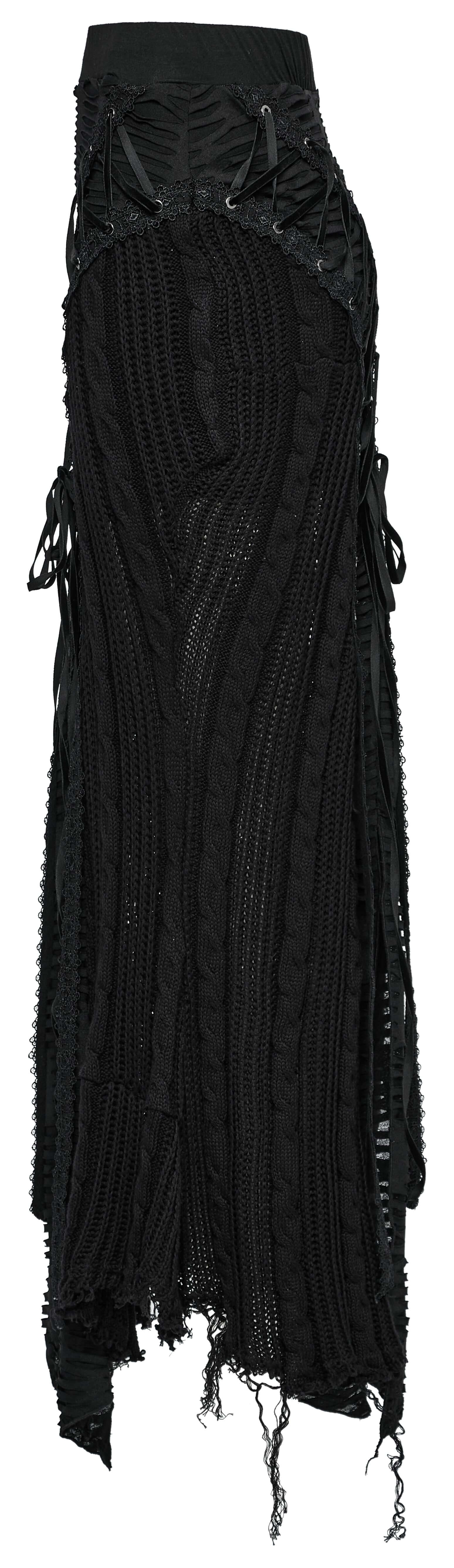 Punk Rave Anastasia Knitted Fishtail Skirt – Distressed Goth Lace Up