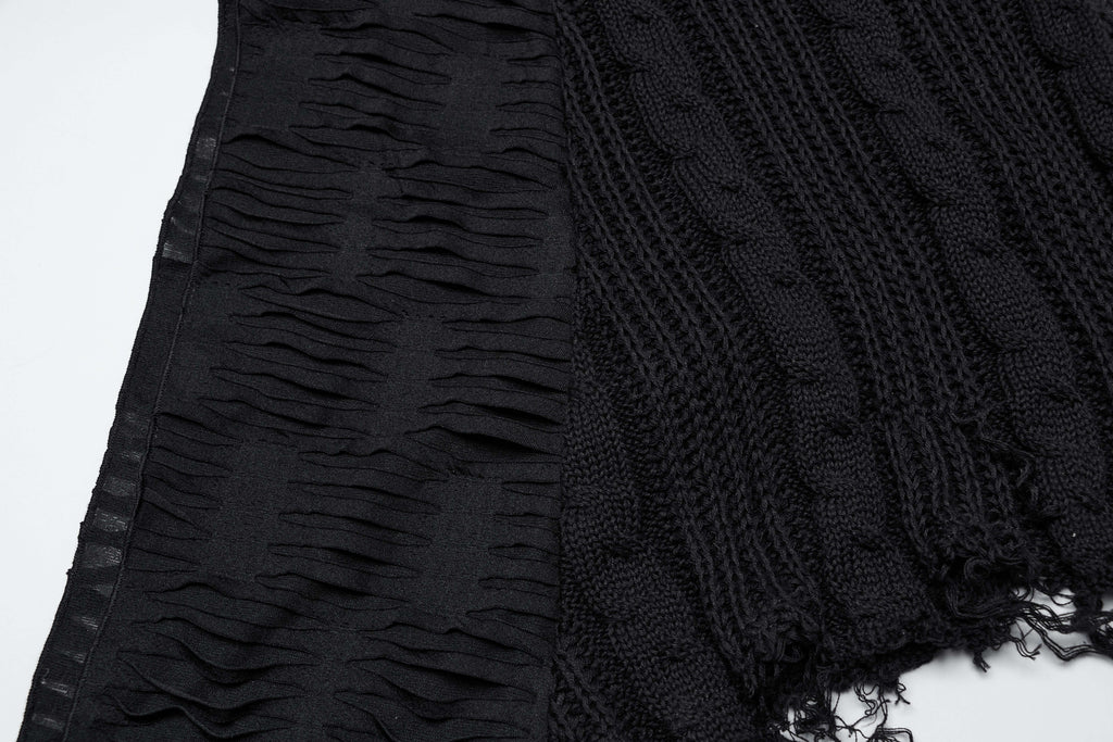 Punk Rave Anastasia Knitted Fishtail Skirt – Distressed Goth Lace Up