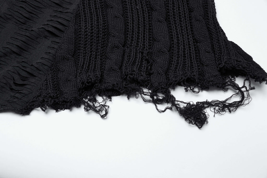 Punk Rave Anastasia Knitted Fishtail Skirt – Distressed Goth Lace Up