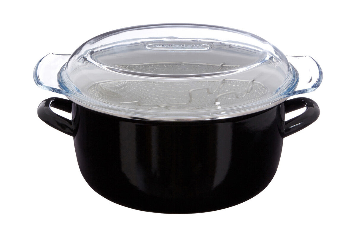 Orsina Telo Black Deep Fryer – Enamel Steel Pot with Wire Basket