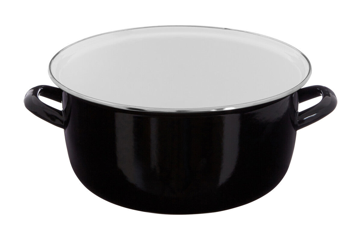 Orsina Telo Black Deep Fryer – Enamel Steel Pot with Wire Basket