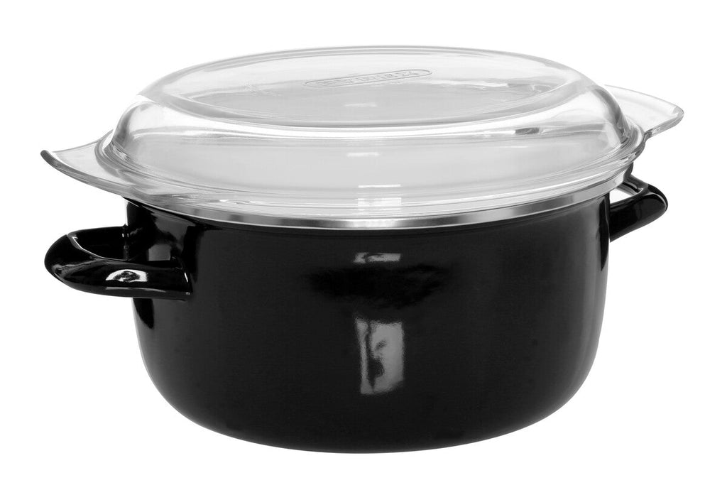 Orsina Telo Black Deep Fryer – Enamel Steel Pot with Wire Basket