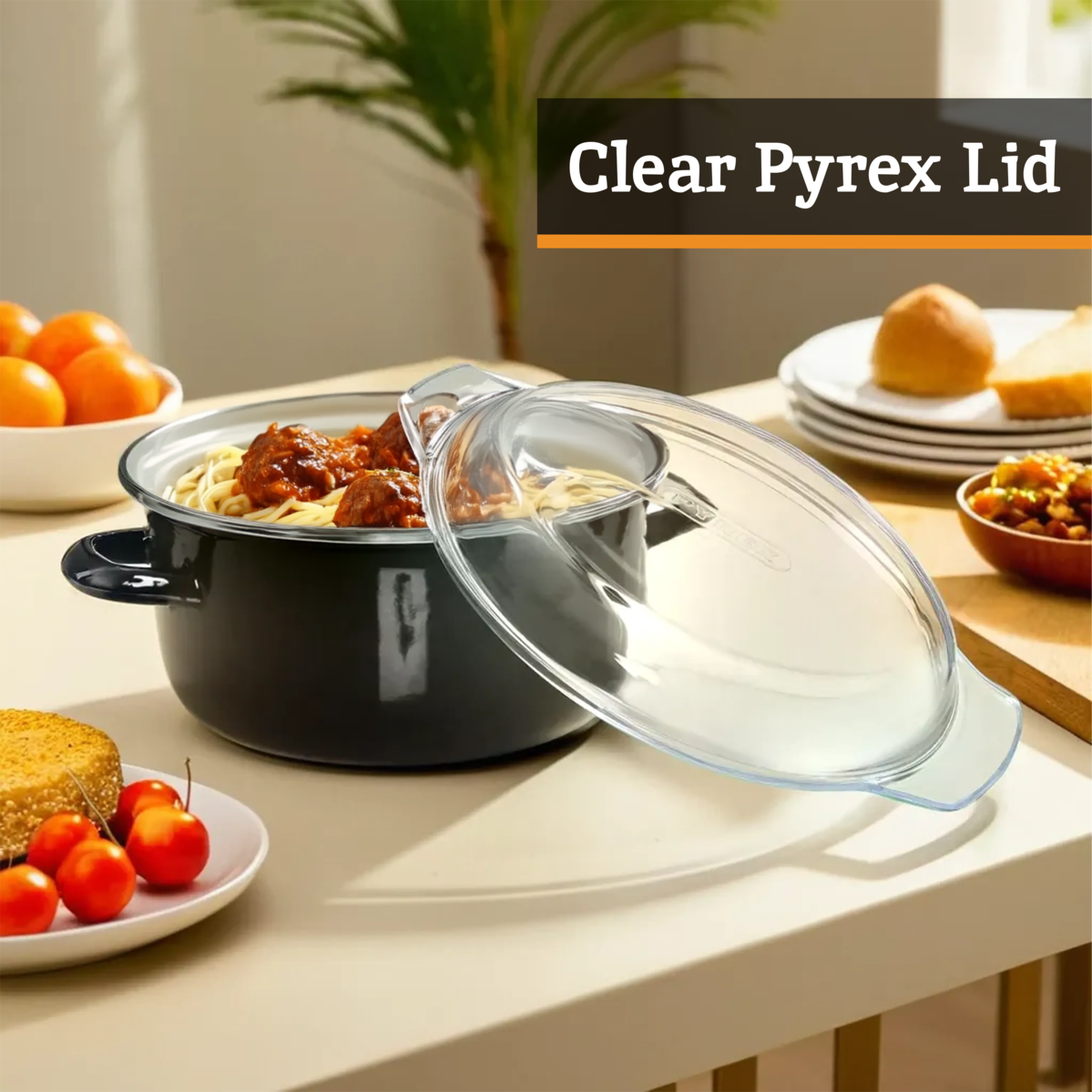 Orsina Telo Black Deep Fryer – Enamel Steel Pot with Wire Basket