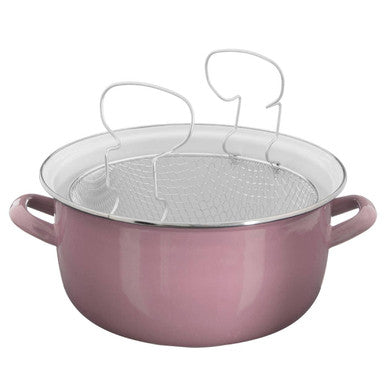 Orsina Telo Deep Fryer with Wire Basket and Glass Lid – Pink