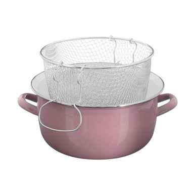 Orsina Telo Deep Fryer with Wire Basket and Glass Lid – Pink