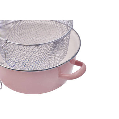 Orsina Telo Deep Fryer with Wire Basket and Glass Lid – Pink