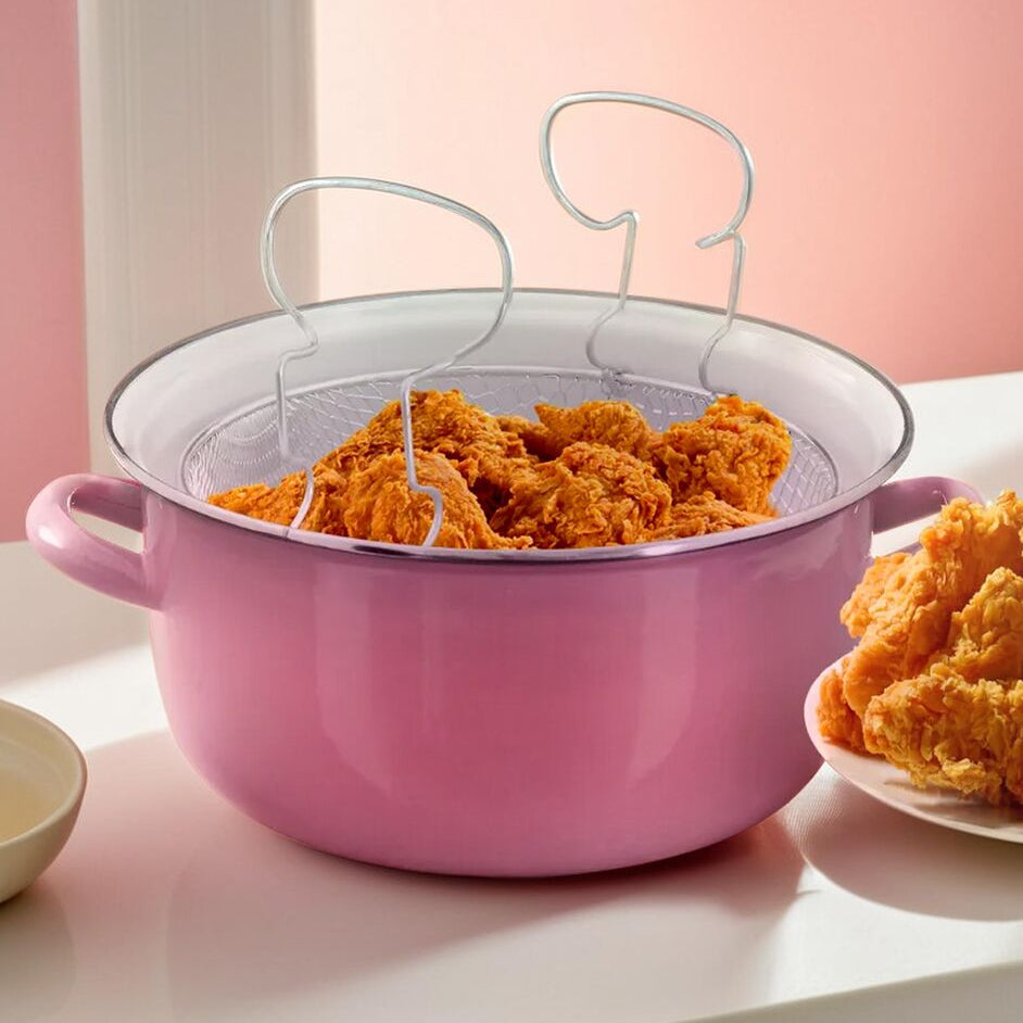 Orsina Telo Deep Fryer with Wire Basket and Glass Lid – Pink