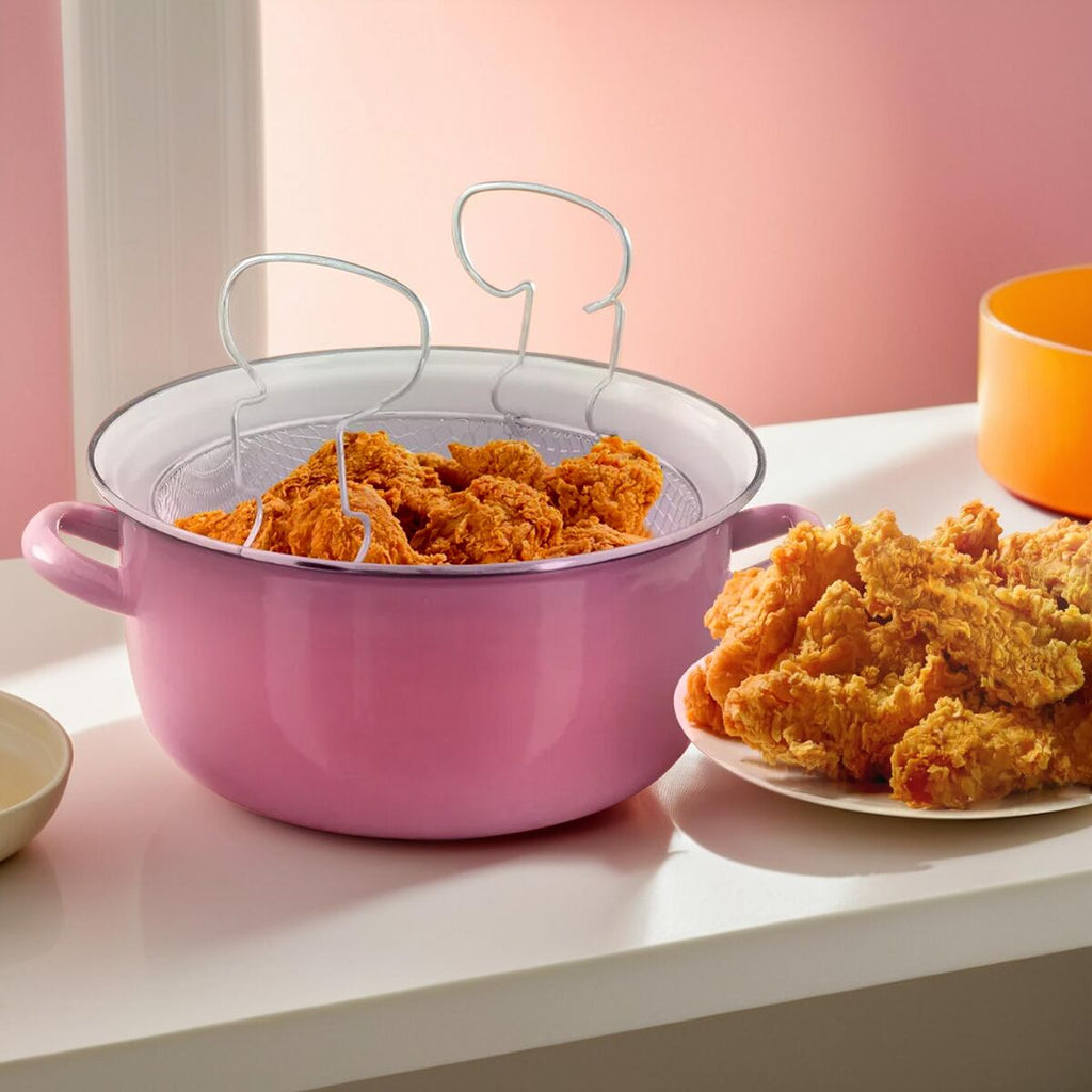 Orsina Telo Deep Fryer with Wire Basket and Glass Lid – Pink
