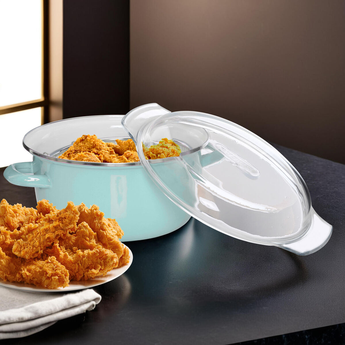 Orsina Telo Green Deep Fryer – Multipurpose Cooker with Glass Lid