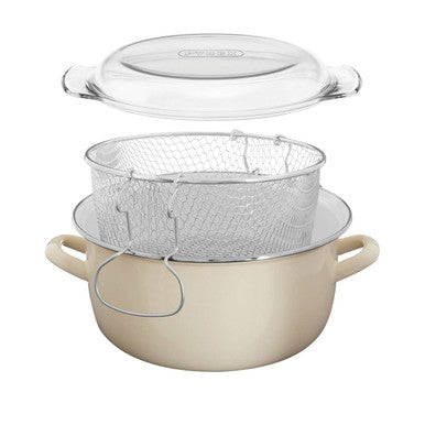 Orsina Telo Deep Fryer – Enamel Steel Cooking Pot with Basket & Lid