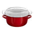 Orsina Telo Red Deep Fryer – Enamel Multipurpose Pot with Glass Lid