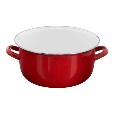 Orsina Telo Red Deep Fryer – Enamel Multipurpose Pot with Glass Lid