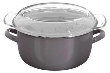 Orsina Telo Deep Fryer – Enamel Steel Stovetop Pot with Basket, Grey