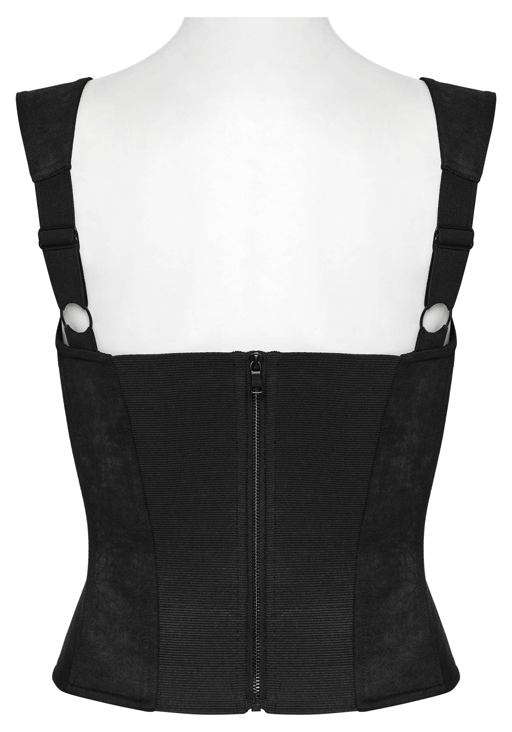 Punk Rave Gale Corset Cami – Rose Embossed Mesh Top with Buckles