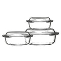 Orsina Borosilicate Glass Casserole Dishes with Lids | Set of 3