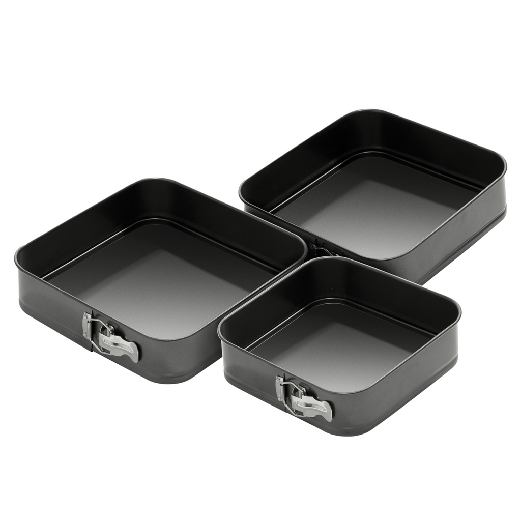 Orsina Mari Square Springform Cake Tins - Set of 3 Non-Stick Pans