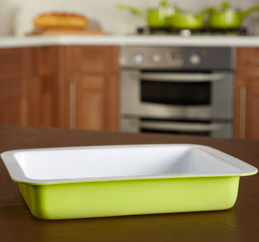 Ecocook Lime Green Non-Stick Ceramic Roasting Dish by Orsina