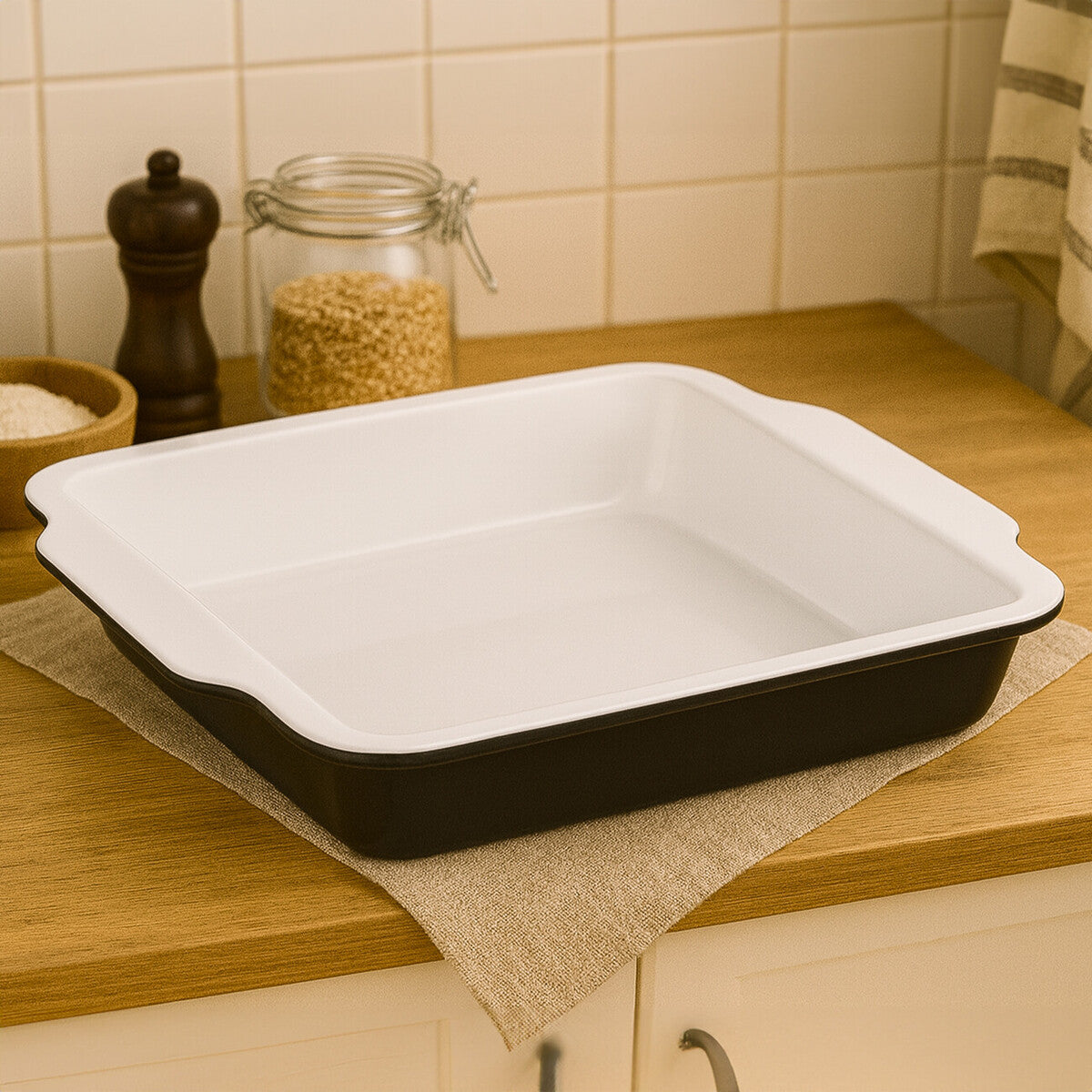 Orsina Ecocook Non-Stick Baking Dish with Handles – Black Roasting Pan
