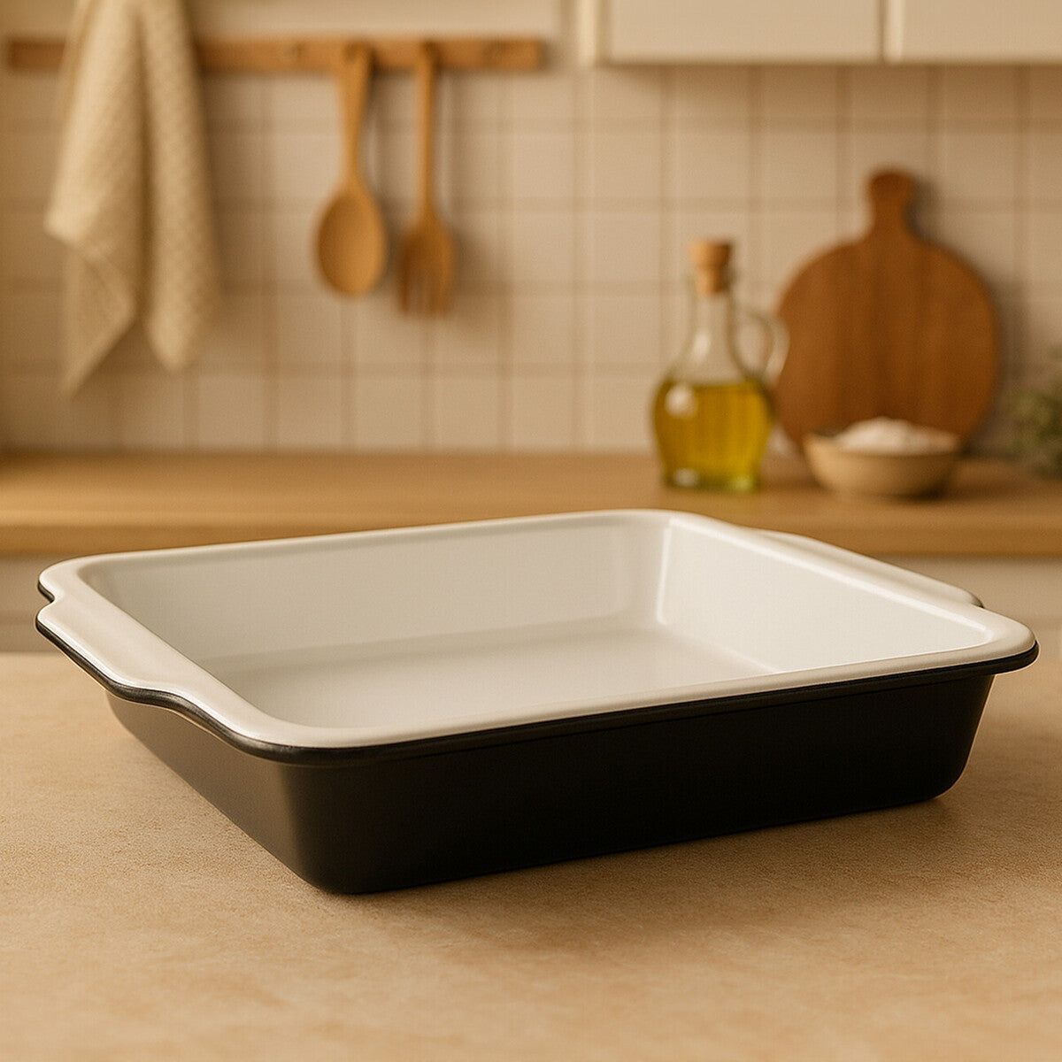 Orsina Ecocook Non-Stick Baking Dish with Handles – Black Roasting Pan