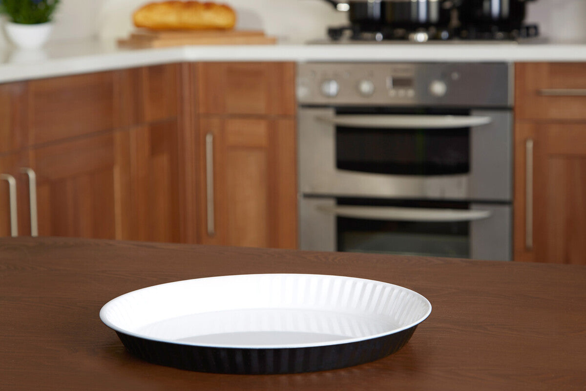 Orsina Ecocook Low Flan Dish – Non-Stick Black Tart Pan, 280°C Heat