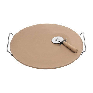Orsina Pizza Stone and Cutter Set – Large Round Baking Stone with Stand