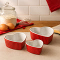 Orsina Amour Red Heart-Shaped Oven Dishes | Set of 3 Nesting Bakeware