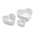 Orsina Amour White Heart-Shaped Oven Dishes - Set of 3 Ceramic Bakeware