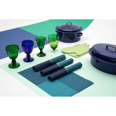 Orsina Round Blue Enamel Roaster – Carbon Steel Self Basting Pan