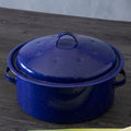 Orsina Round Blue Enamel Roaster – Carbon Steel Self Basting Pan