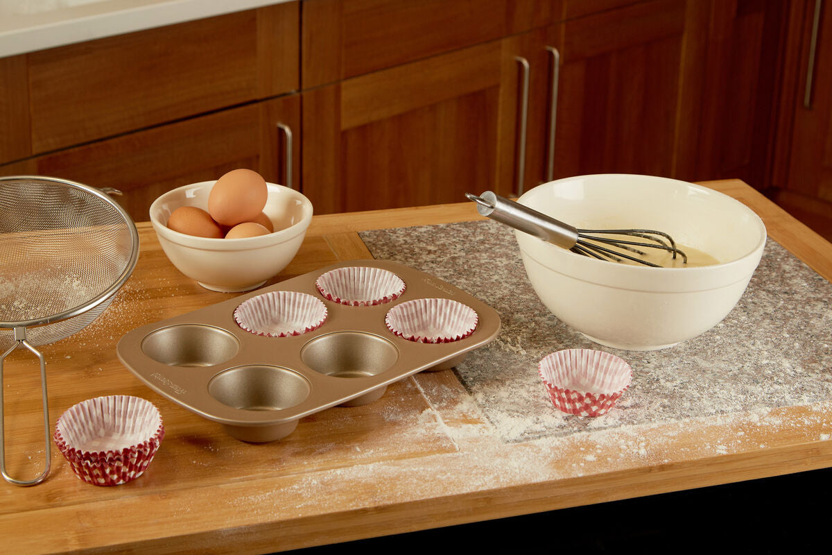 Orsina Non-Stick 6 Cup Muffin Tray – Champagne Gold Carbon Steel