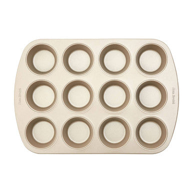 Orsina Non-Stick Muffin Tray – 12 Cup Carbon Steel Baking Pan, Gold