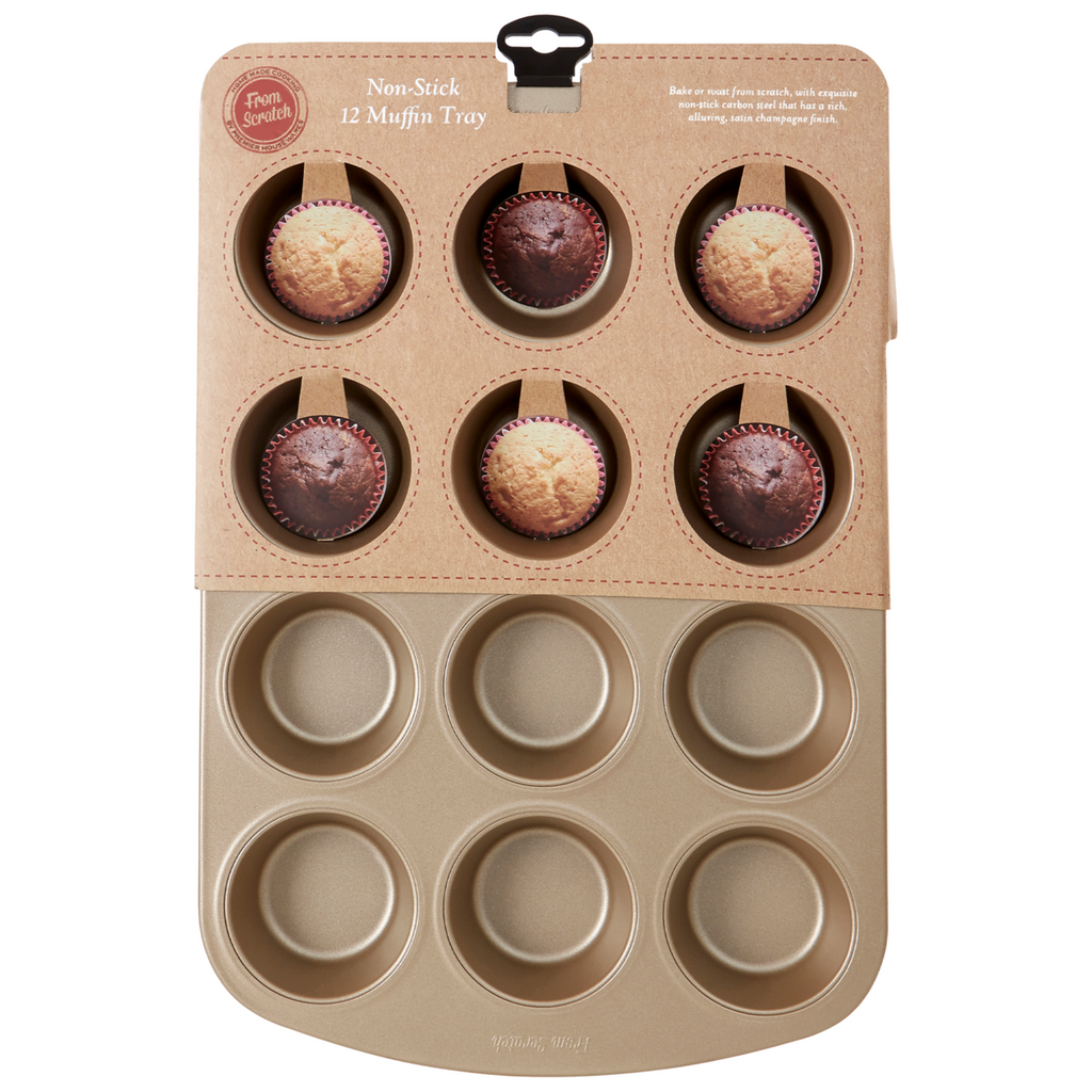 Orsina Non-Stick Muffin Tray – 12 Cup Carbon Steel Baking Pan, Gold