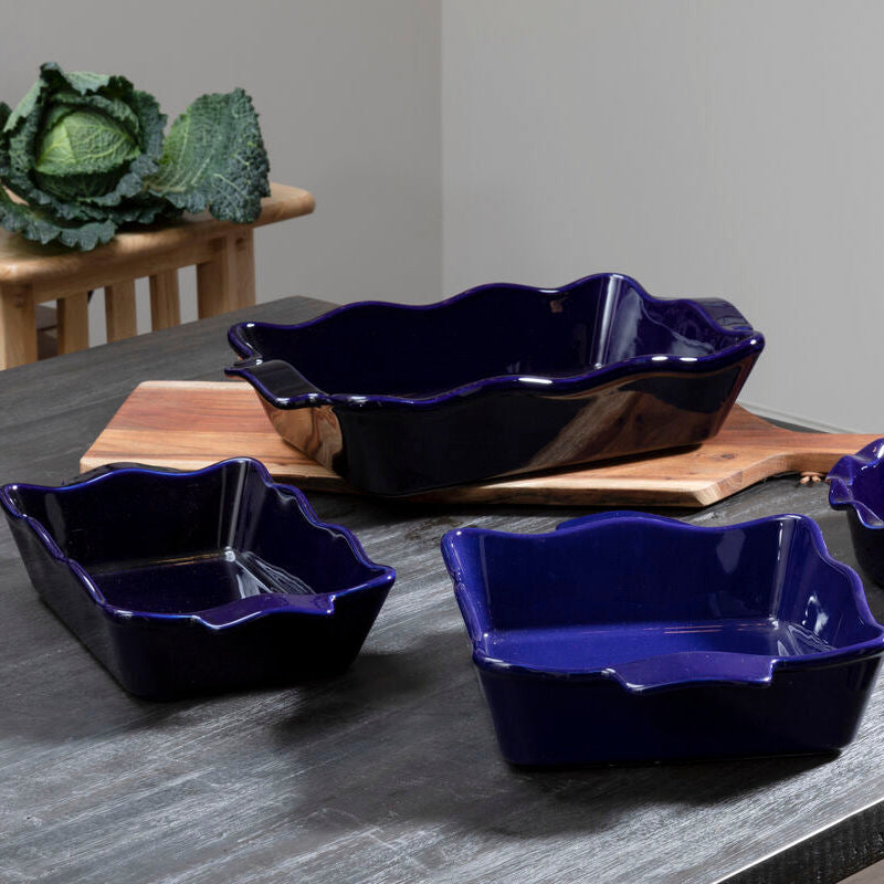 Orsina Modern Retro Small Oven Dish – Blue Ceramic Baking Dish