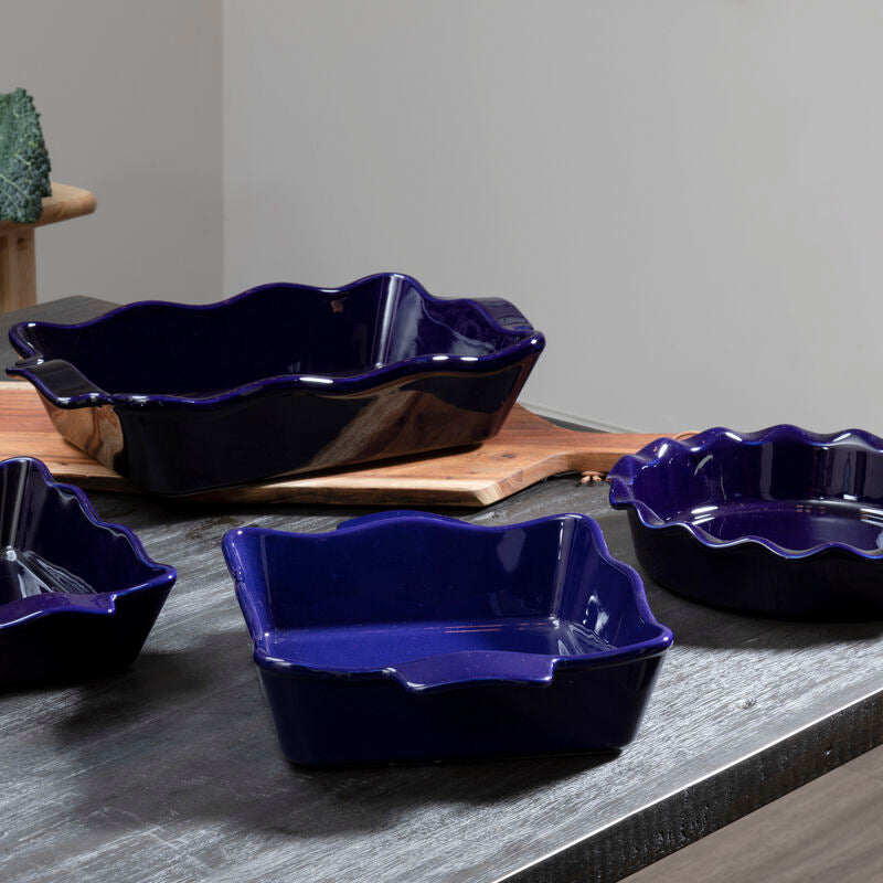 Orsina Modern Retro Large Oven Dish – Blue Ceramic Casserole Bakeware
