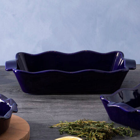 Orsina Modern Retro Large Oven Dish – Blue Ceramic Casserole Bakeware