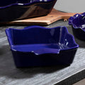 Orsina Modern Retro Square Oven Dish – Blue Glazed Ceramic Bakeware