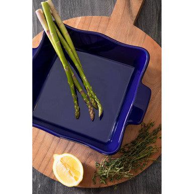 Orsina Modern Retro Square Oven Dish – Blue Glazed Ceramic Bakeware