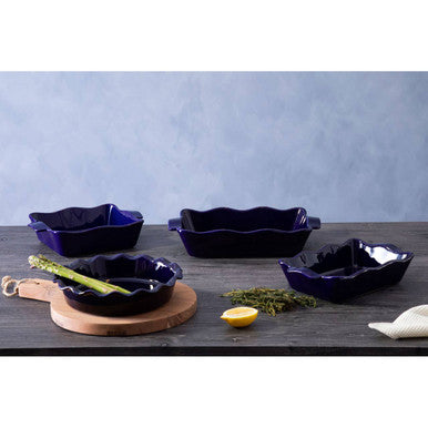 Orsina Modern Retro Square Oven Dish – Blue Glazed Ceramic Bakeware