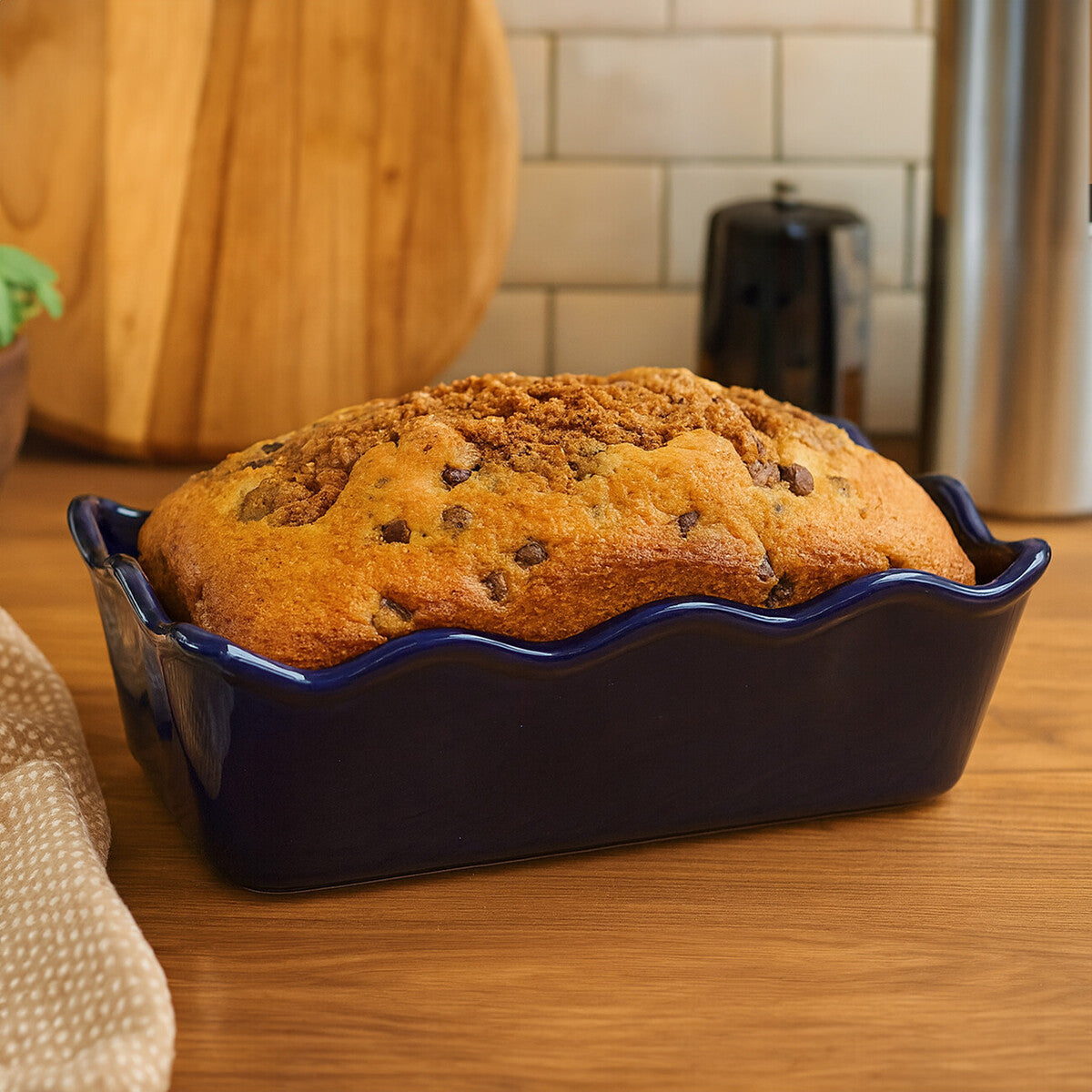 Orsina Modern Retro Ceramic Loaf Dish – Blue Rectangular Baking Pan