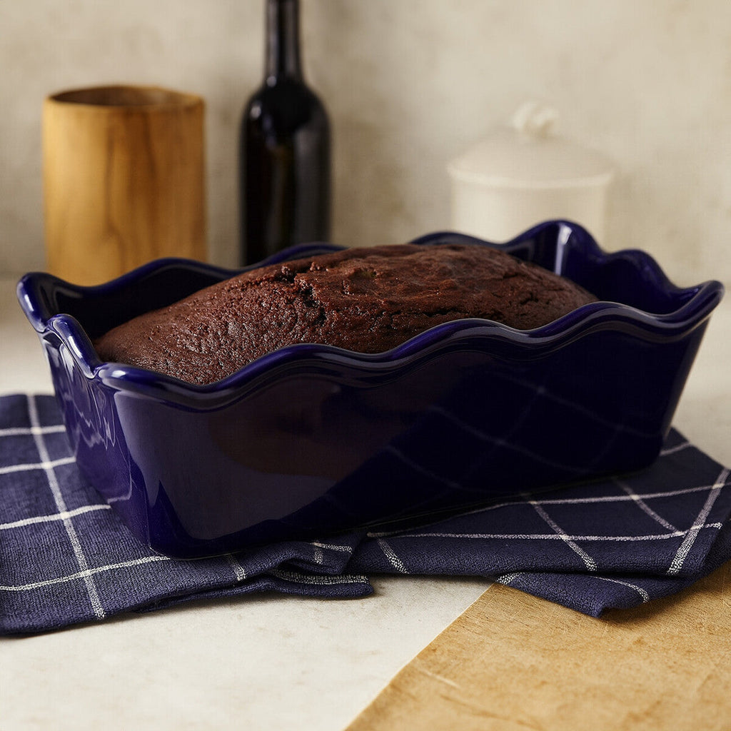Orsina Modern Retro Ceramic Loaf Dish – Blue Rectangular Baking Pan