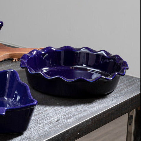 Orsina Blue Ceramic Round Baking Dish – Modern Retro Oven-to-Table