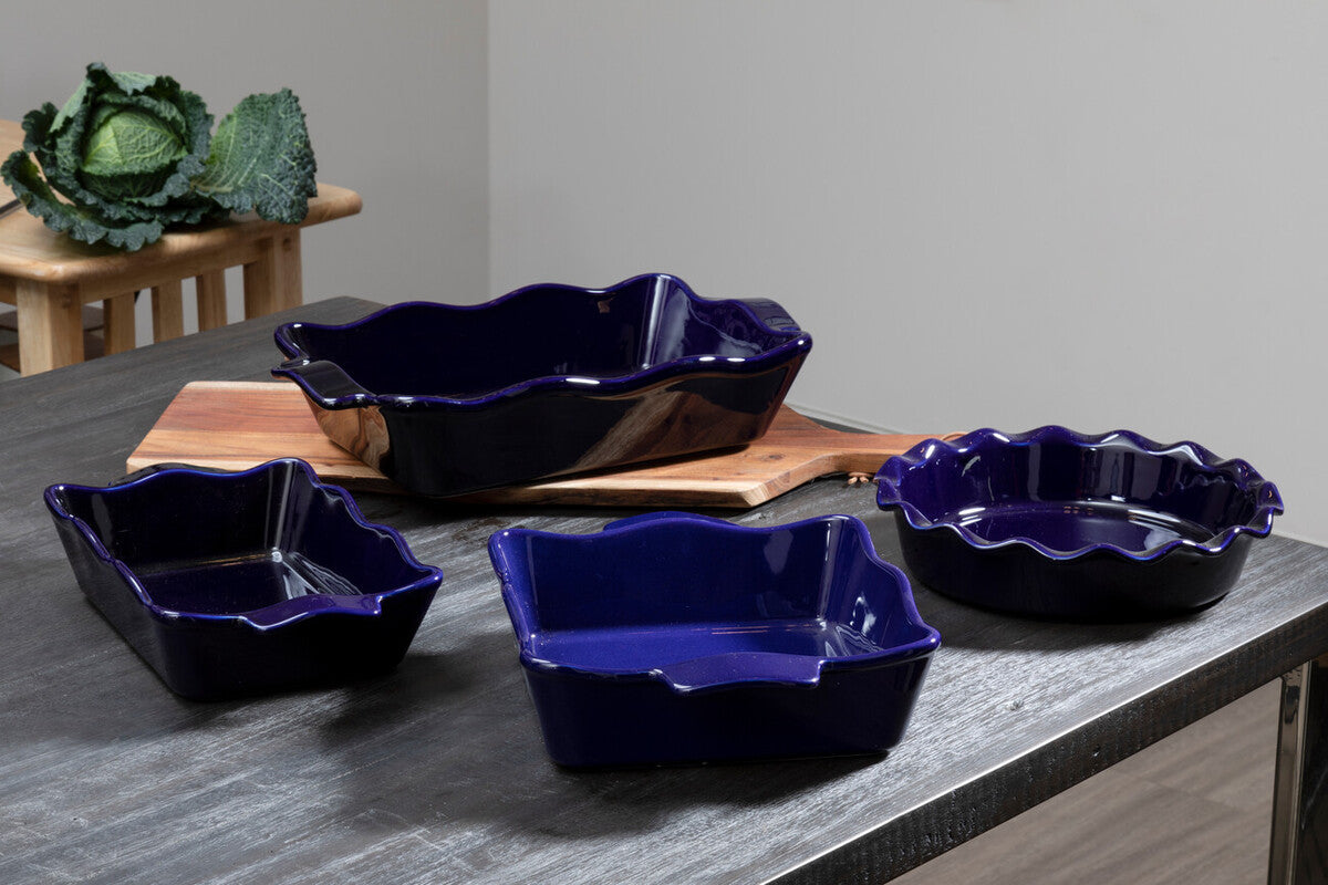 Orsina Blue Ceramic Round Baking Dish – Modern Retro Oven-to-Table