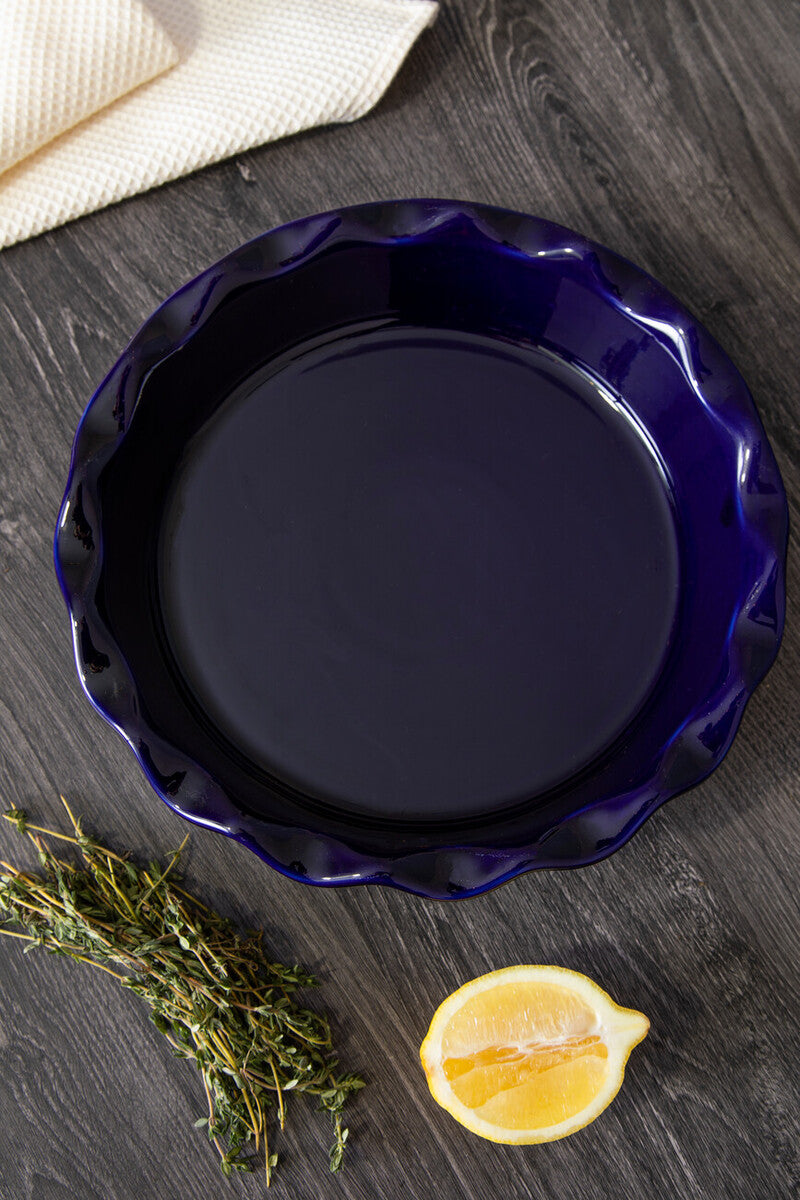 Orsina Blue Ceramic Round Baking Dish – Modern Retro Oven-to-Table