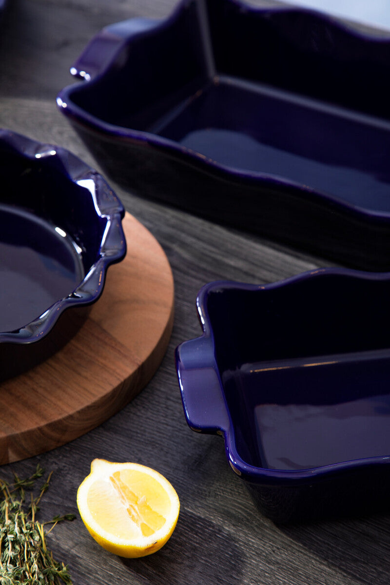 Orsina Blue Ceramic Round Baking Dish – Modern Retro Oven-to-Table