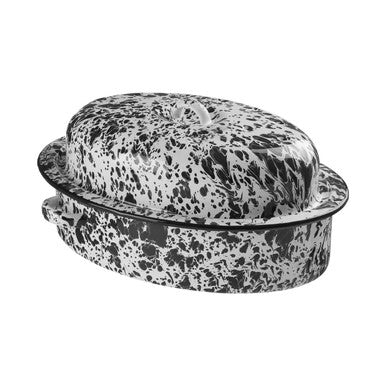Orsina Hygge Oval Roaster – Black and White Splatter Ceramic Bakeware
