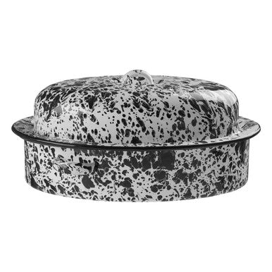 Orsina Hygge Oval Roaster – Black and White Splatter Ceramic Bakeware
