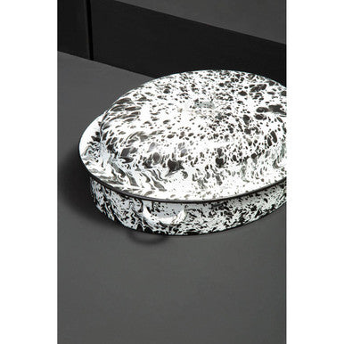 Orsina Hygge Oval Roaster – Black and White Splatter Ceramic Bakeware