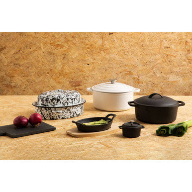 Orsina Hygge Oval Roaster – Black and White Splatter Ceramic Bakeware